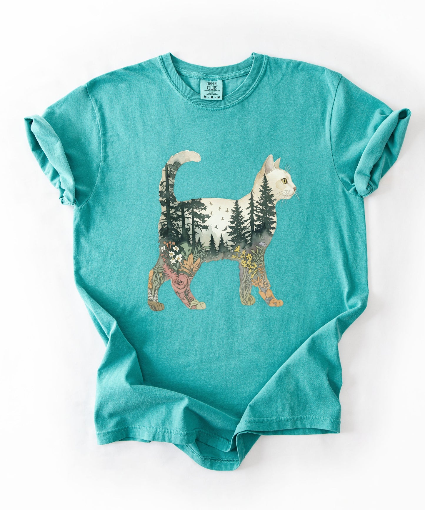 Nature Cat Silhouette Forest Art T‑Shirt