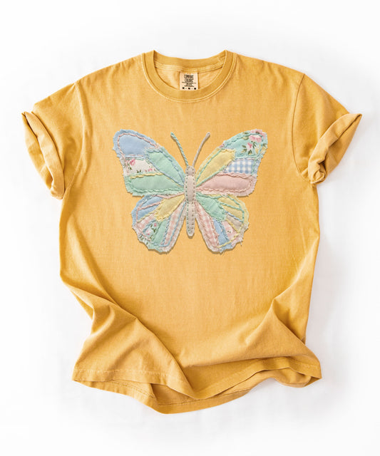 Faux Patchwork Butterfly T-Shirt