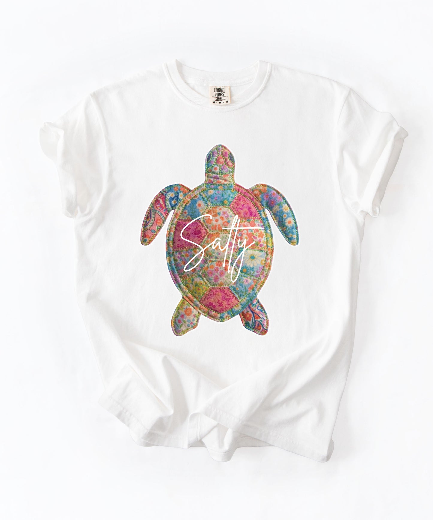 Salty Sea Turtle T-Shirt Faux Patchwork