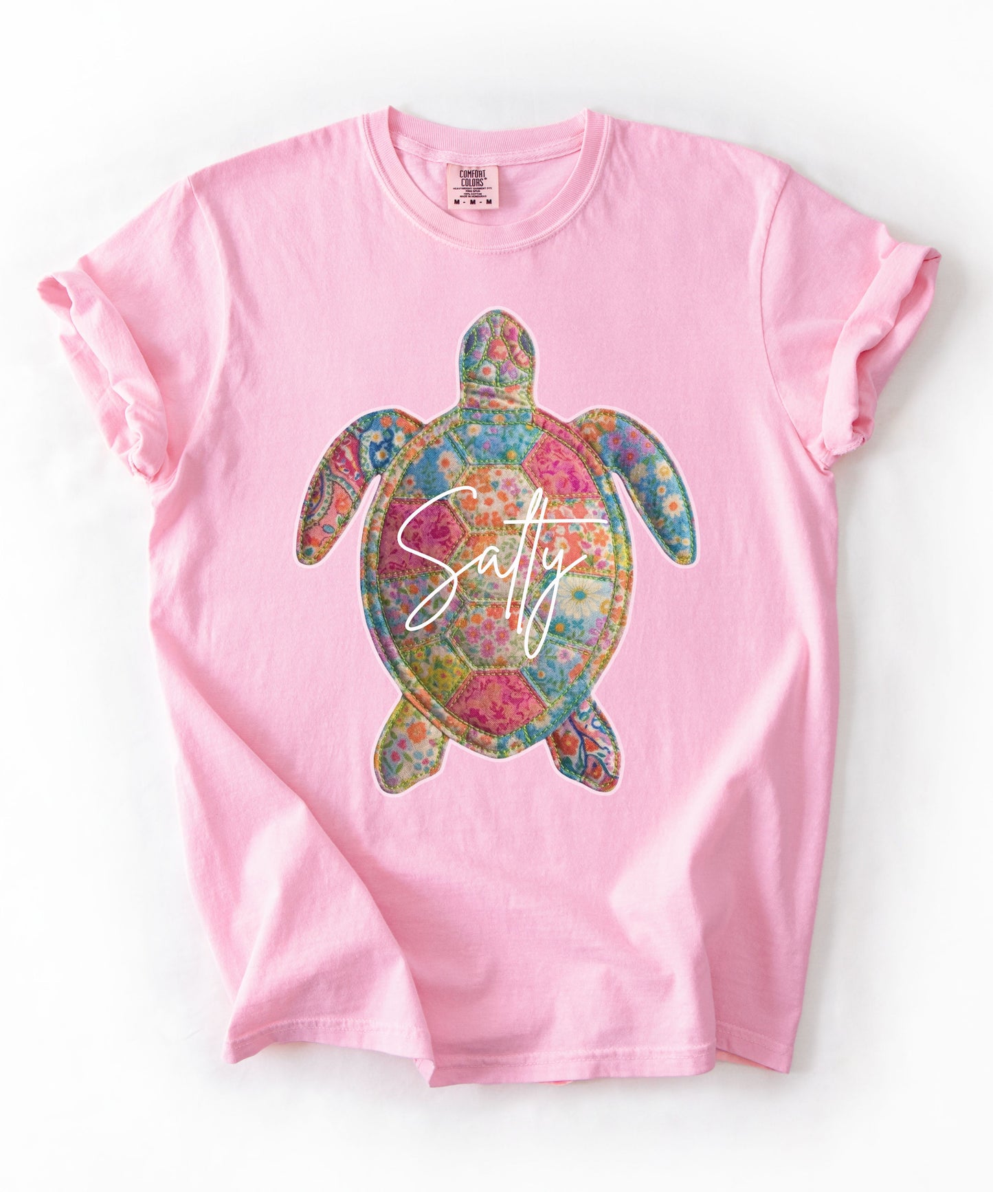 Salty Sea Turtle T-Shirt Faux Patchwork