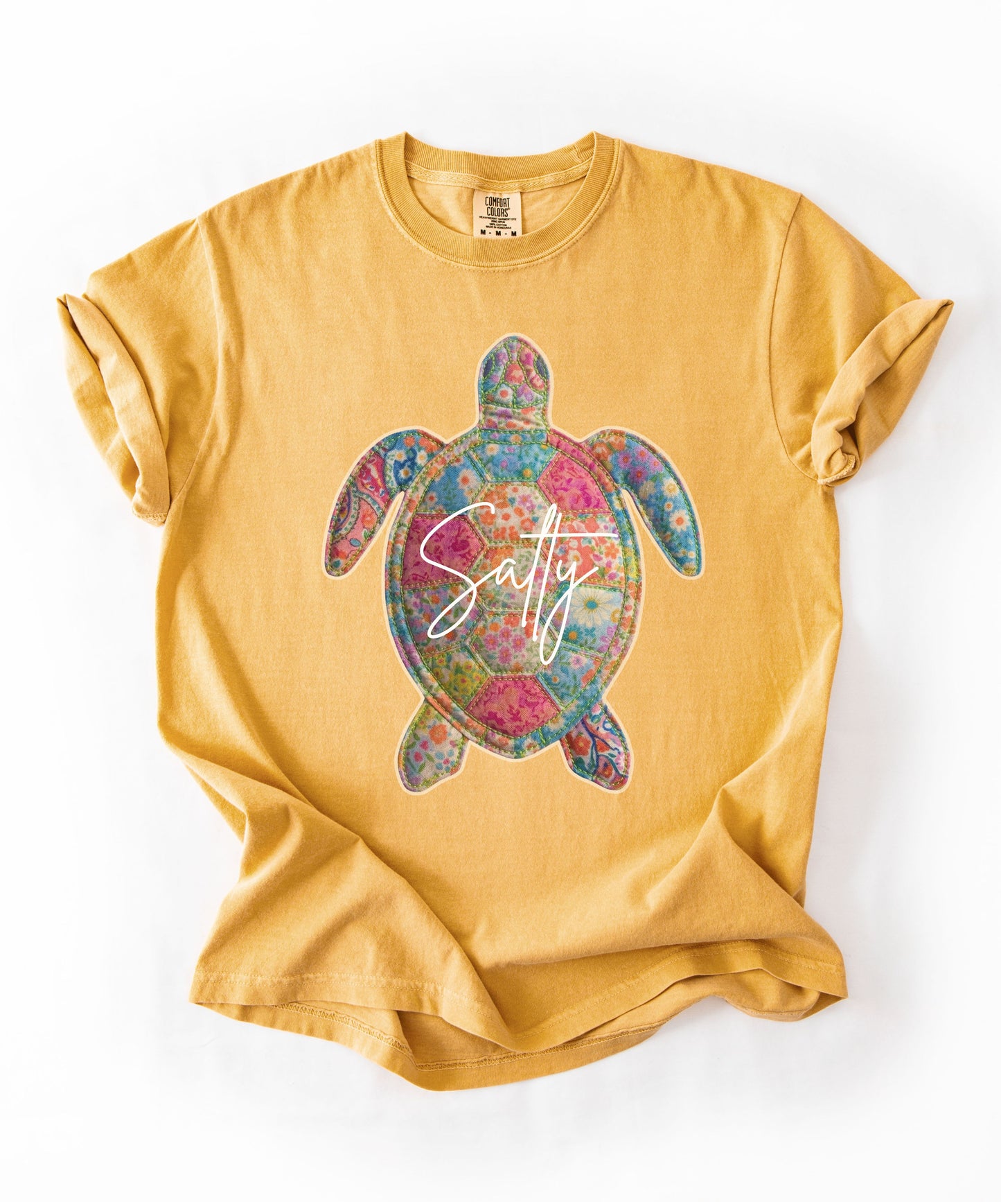 Salty Sea Turtle T-Shirt Faux Patchwork