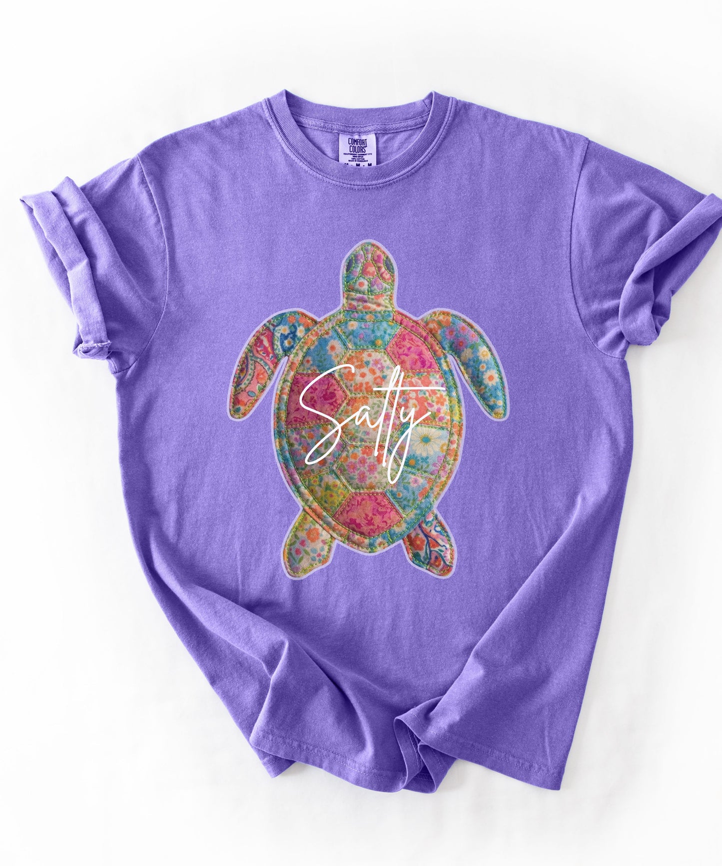 Salty Sea Turtle T-Shirt Faux Patchwork