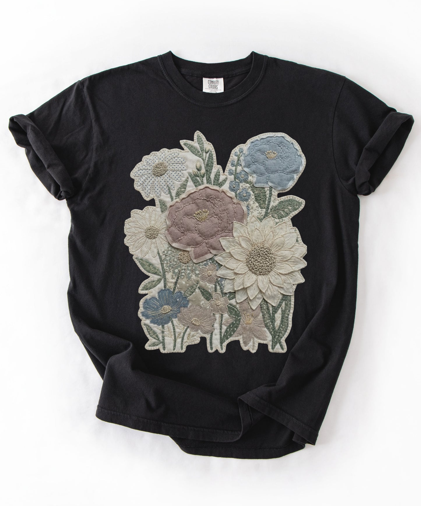 Vintage Floral Faux Patchwork Comfort Colors T-Shirt