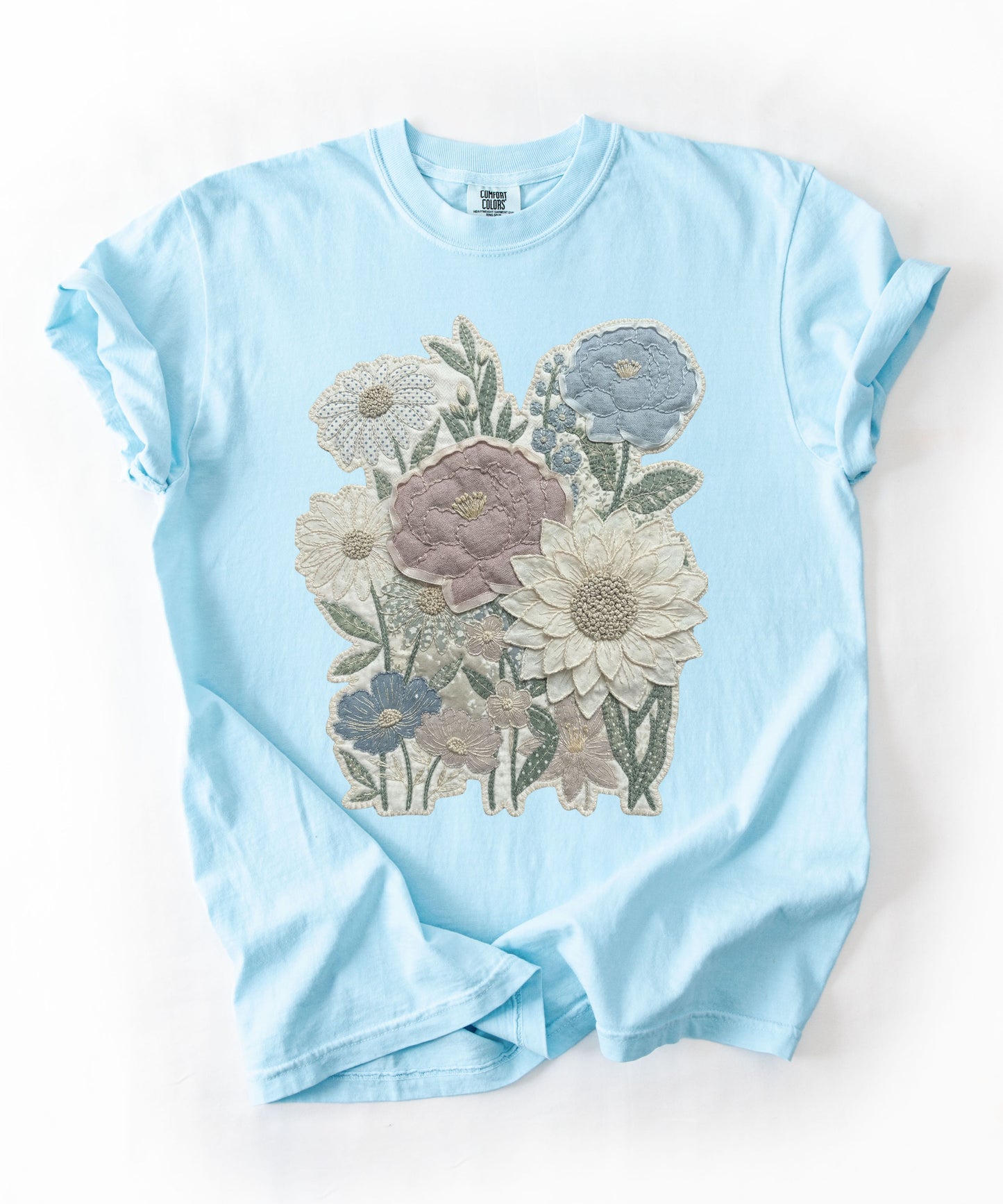Vintage Floral Faux Patchwork Comfort Colors T-Shirt