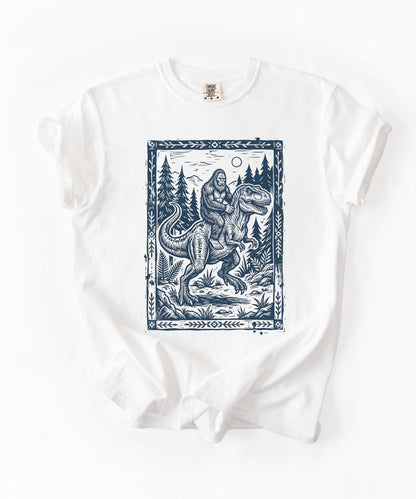 Bigfoot Riding T‑Rex Comfort Colors T‑Shirt