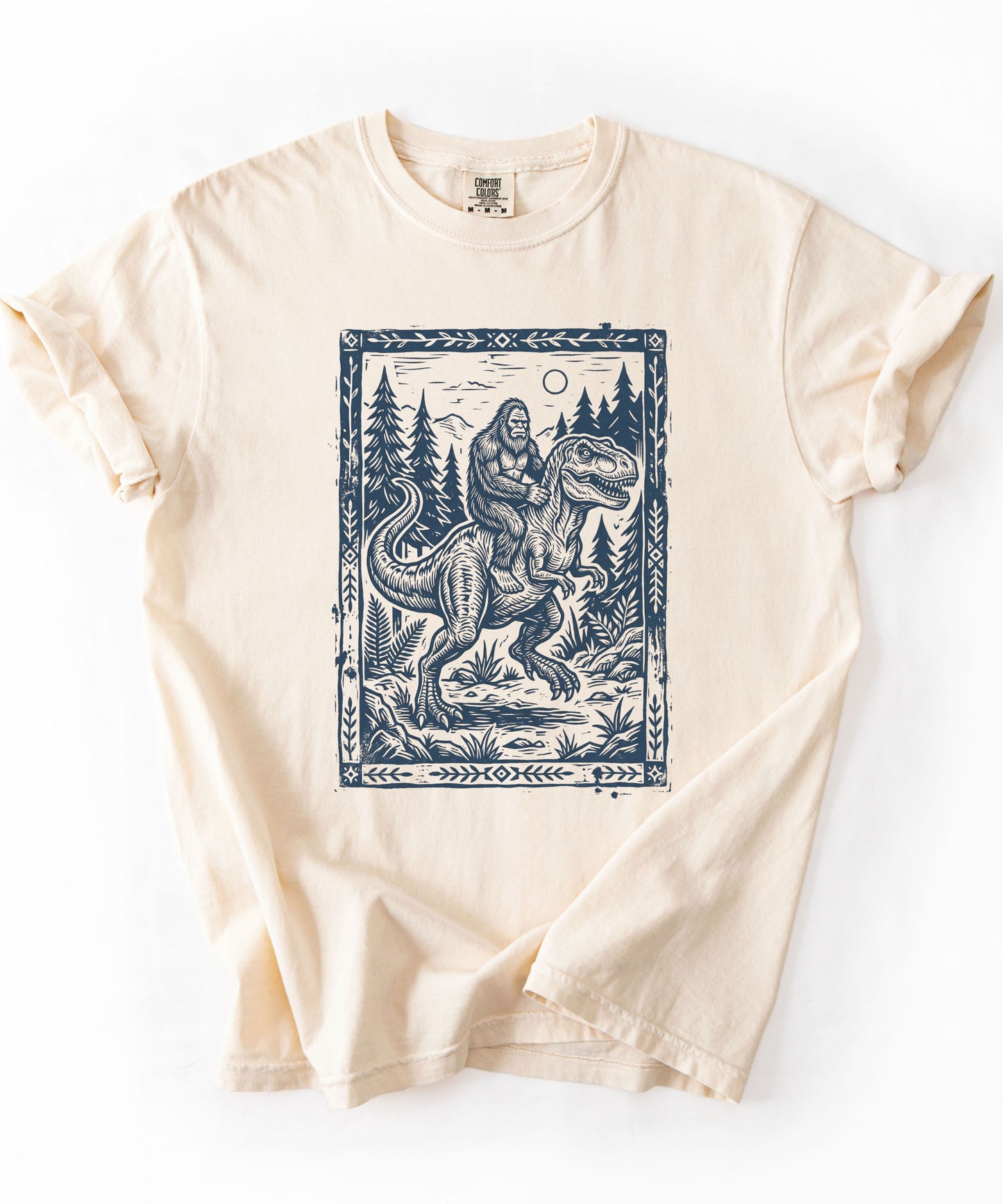 Bigfoot Riding T‑Rex Comfort Colors T‑Shirt