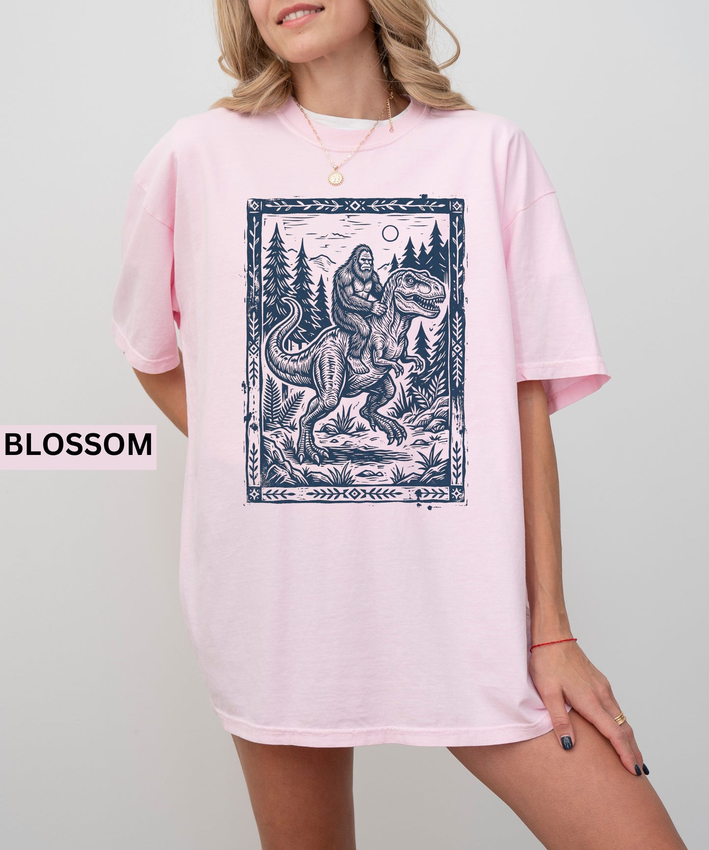 Bigfoot Riding T‑Rex Comfort Colors T‑Shirt
