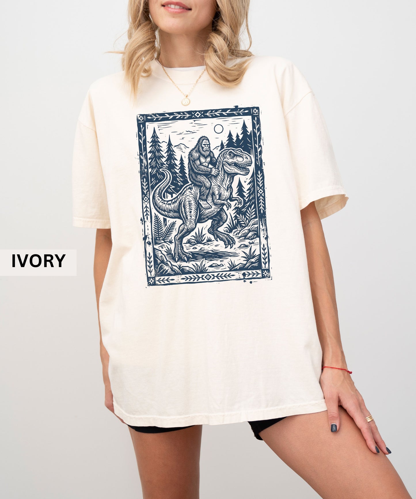 Bigfoot Riding T‑Rex Comfort Colors T‑Shirt
