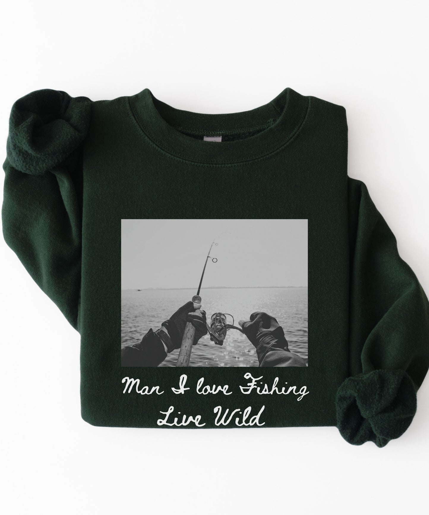 Fishing Photo Crewneck Sweatshirt