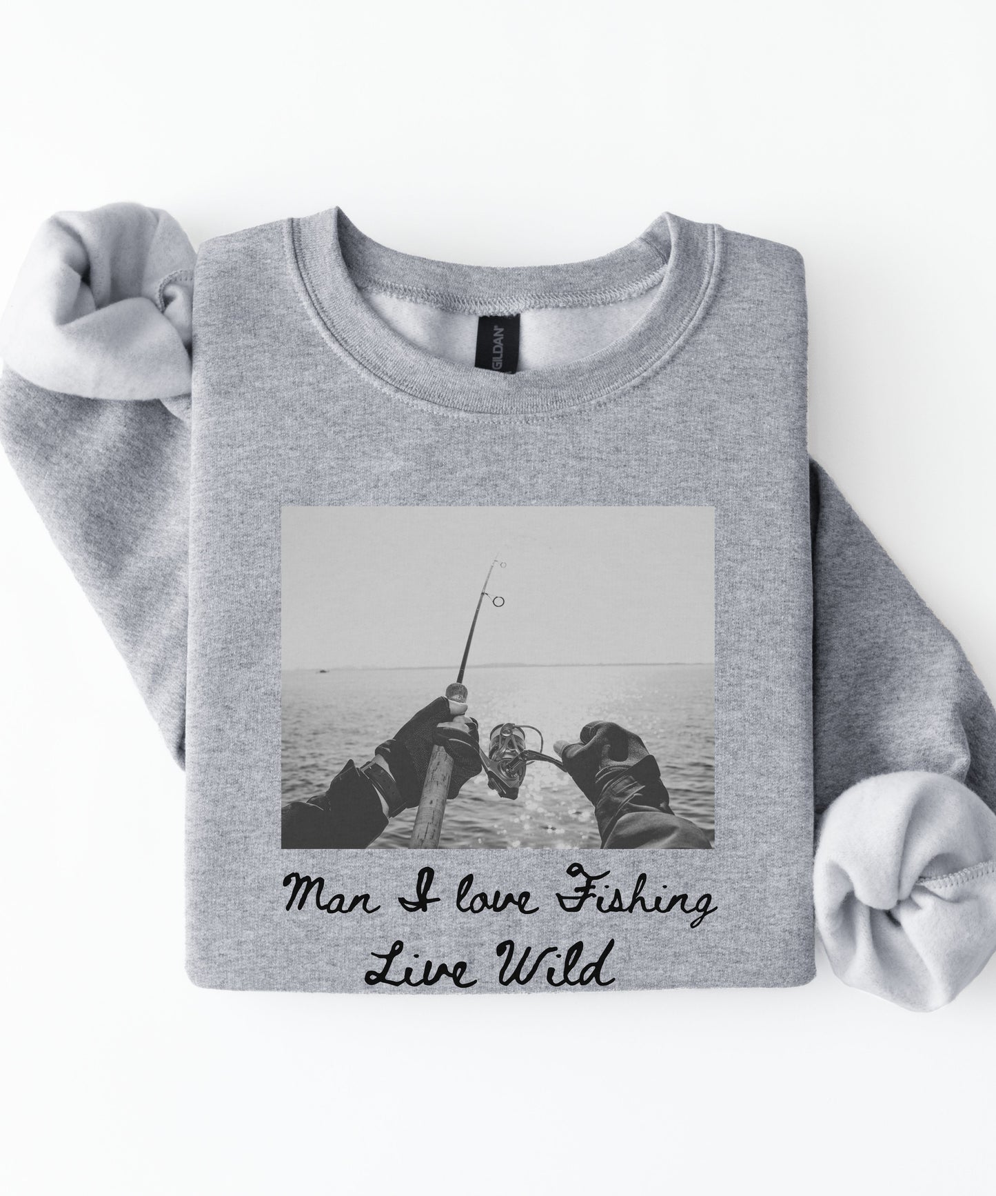Fishing Photo Crewneck Sweatshirt