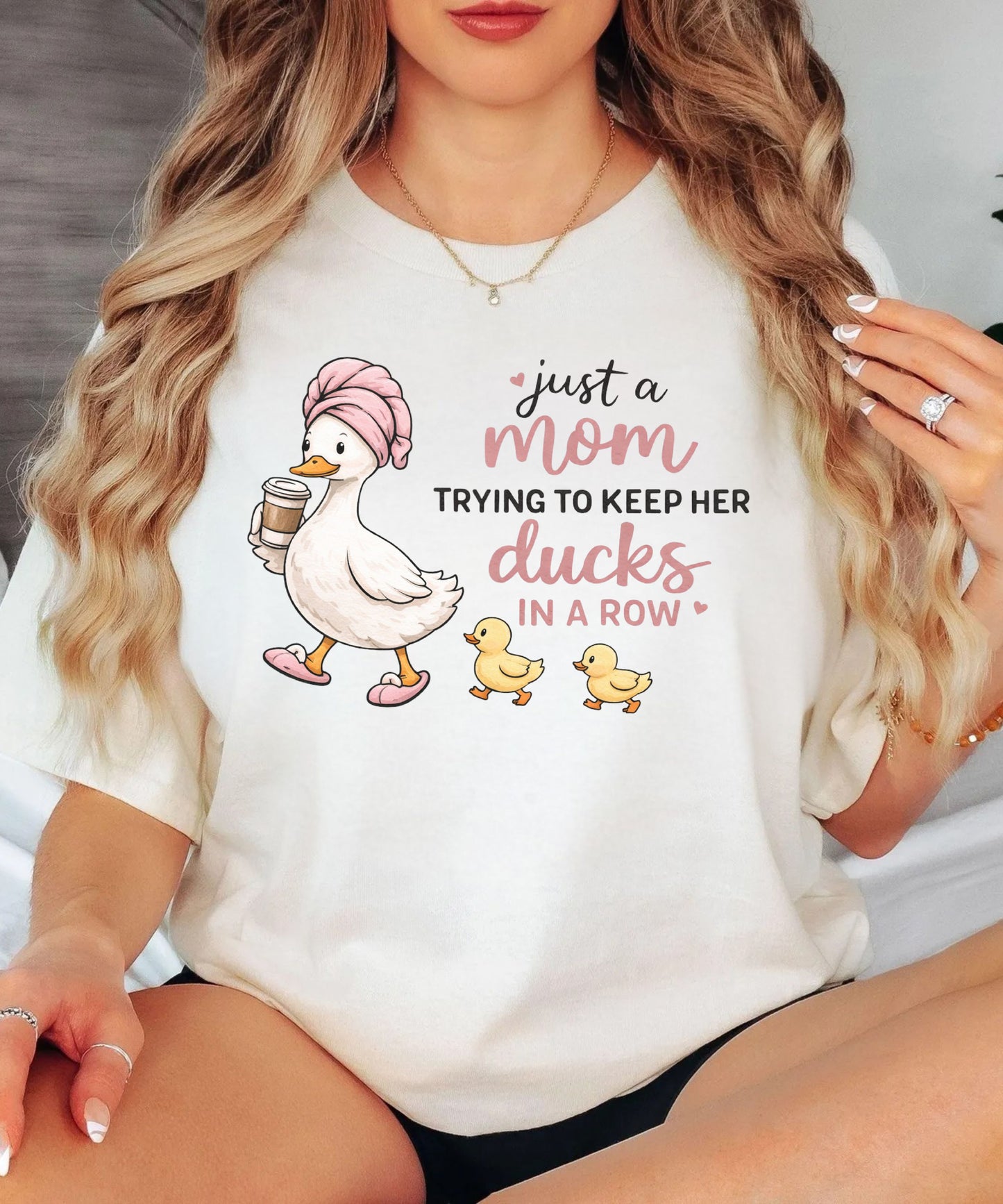 Comfort Colors "Just a Mom Trying to Keep Her Ducks in a Row" shirt