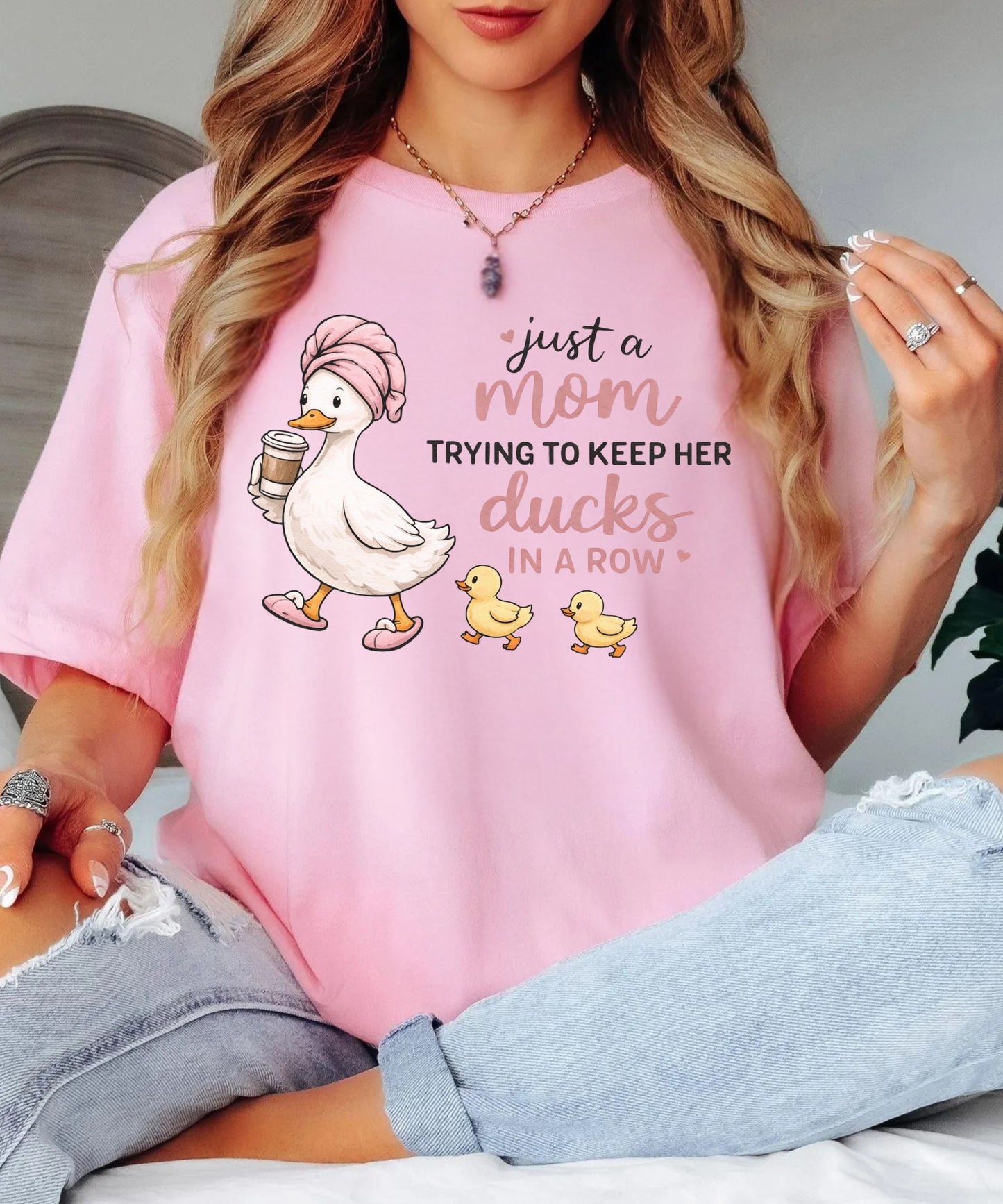 Comfort Colors "Just a Mom Trying to Keep Her Ducks in a Row" shirt