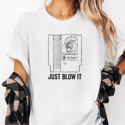 Retro Game Cartridge Shirt “Just Blow It” comfort colors Gamer Tee