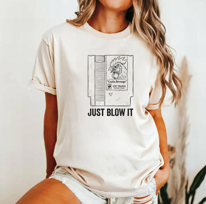 Retro Game Cartridge Shirt “Just Blow It” comfort colors Gamer Tee