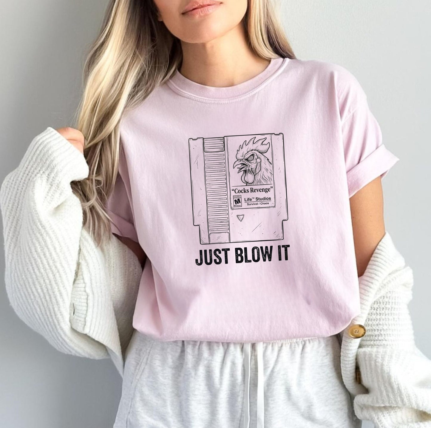 Retro Game Cartridge Shirt “Just Blow It” comfort colors Gamer Tee