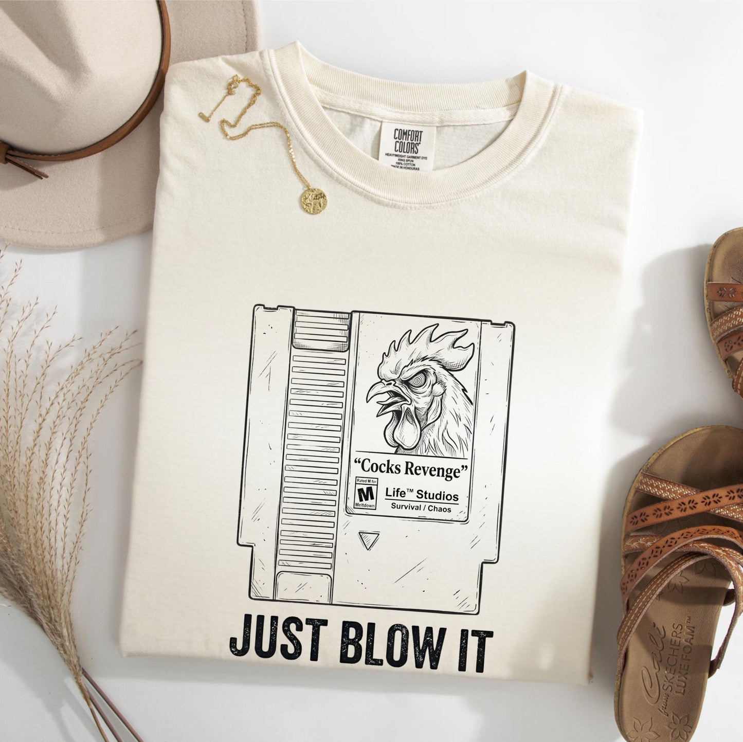 Retro Game Cartridge Shirt “Just Blow It” comfort colors Gamer Tee