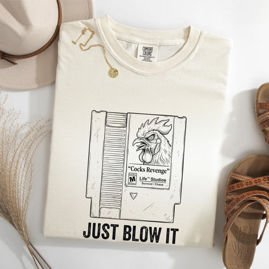 Retro Game Cartridge Shirt “Just Blow It” comfort colors Gamer Tee
