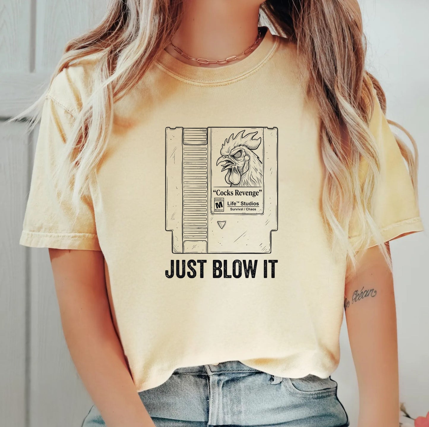 Retro Game Cartridge Shirt “Just Blow It” comfort colors Gamer Tee