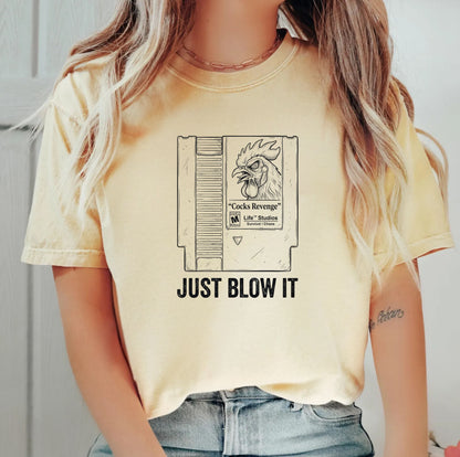 Retro Game Cartridge Shirt “Just Blow It” comfort colors Gamer Tee
