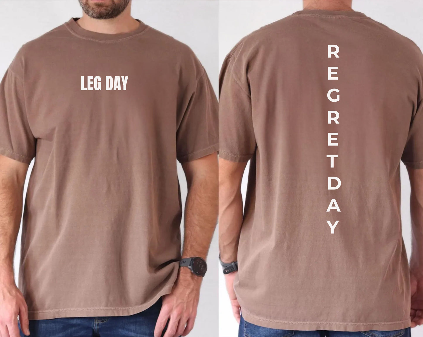 Regret Day Weightlifting Comfort Colors Unisex T-Shirt in Espresso – soft garment-dyed tee with barbell graphic