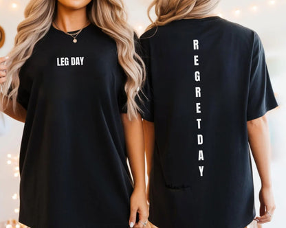 Regret Day Weightlifting Comfort Colors Unisex T-Shirt in Black – soft garment-dyed tee with barbell graphic