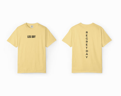 Regret Day Weightlifting Comfort Colors Unisex T-Shirt in Butter – soft garment-dyed tee with barbell graphic