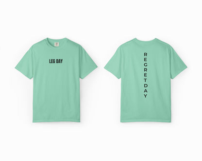 Regret Day Weightlifting Comfort Colors Unisex T-Shirt in Island Reef – soft garment-dyed tee with barbell graphic