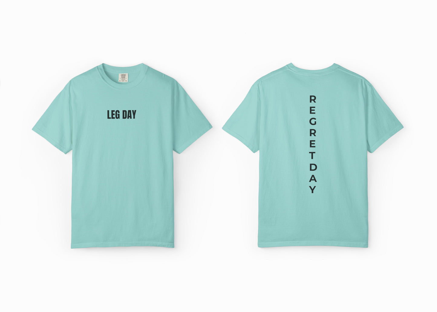 Regret Day Weightlifting Comfort Colors Unisex T-Shirt in Chalky Mint – soft garment-dyed tee with barbell graphic