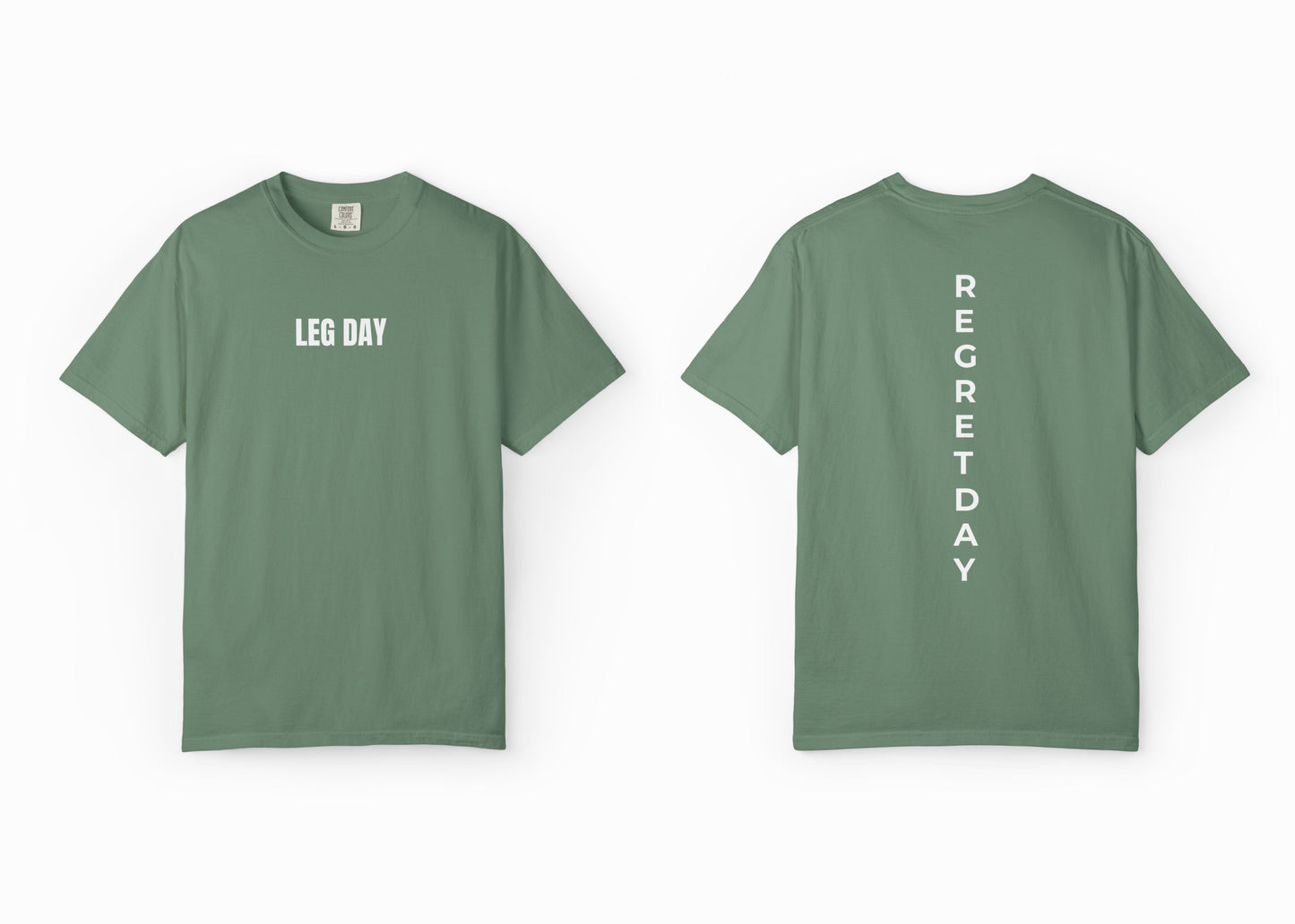 Regret Day Weightlifting Comfort Colors Unisex T-Shirt in Light Green – soft garment-dyed tee with barbell graphic