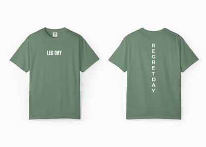 Regret Day Weightlifting Comfort Colors Unisex T-Shirt in Light Green – soft garment-dyed tee with barbell graphic
