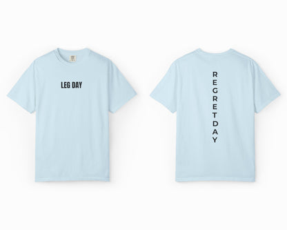 Regret Day Weightlifting Comfort Colors Unisex T-Shirt in Chambray – soft garment-dyed tee with barbell graphic