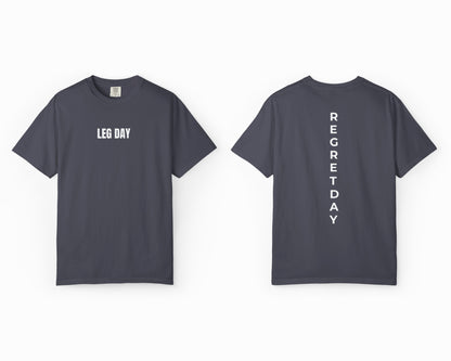 Regret Day Weightlifting Comfort Colors Unisex T-Shirt in Navy – soft garment-dyed tee with barbell graphic
