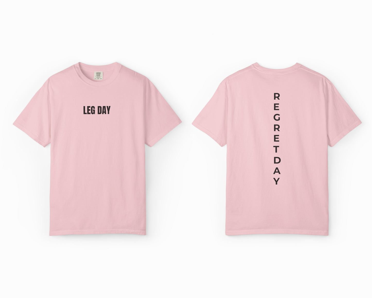 Regret Day Weightlifting Comfort Colors Unisex T-Shirt in Blossom – soft garment-dyed tee with barbell graphic