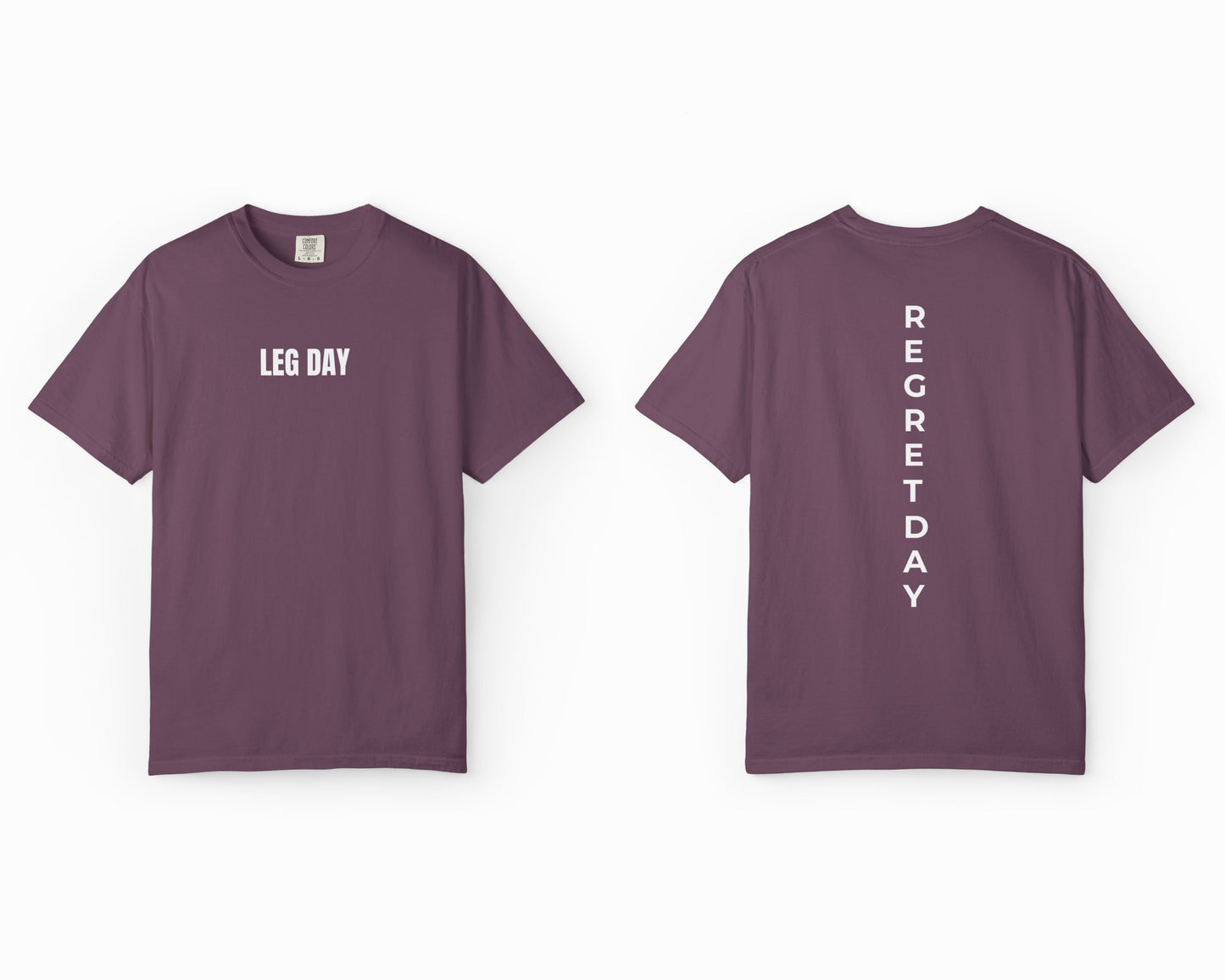 Regret Day Weightlifting Comfort Colors Unisex T-Shirt in Berry – soft garment-dyed tee with barbell graphic