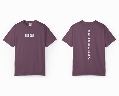 Regret Day Weightlifting Comfort Colors Unisex T-Shirt in Berry – soft garment-dyed tee with barbell graphic