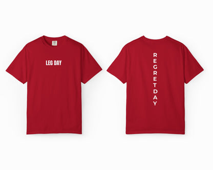 Regret Day Weightlifting Comfort Colors Unisex T-Shirt in Red – soft garment-dyed tee with barbell graphic