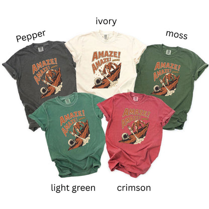 Amaze Rocky Comfort Colors Shirt – sci-fi graphic detail view, Rocky-inspired design