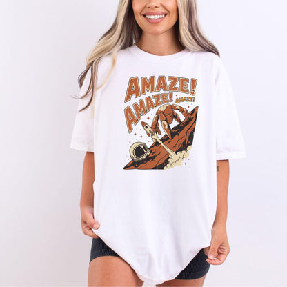 Amaze Rocky Comfort Colors Shirt in White – sci-fi graphic tee, soft garment-dyed unisex fit
