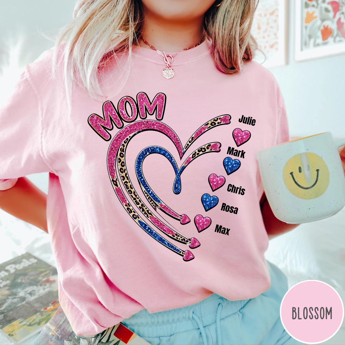 Custom Mom Heart Graphic T-Shirt