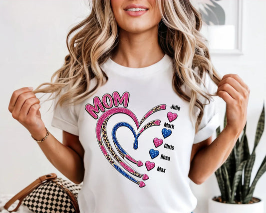 Custom Mom Heart Graphic T-Shirt