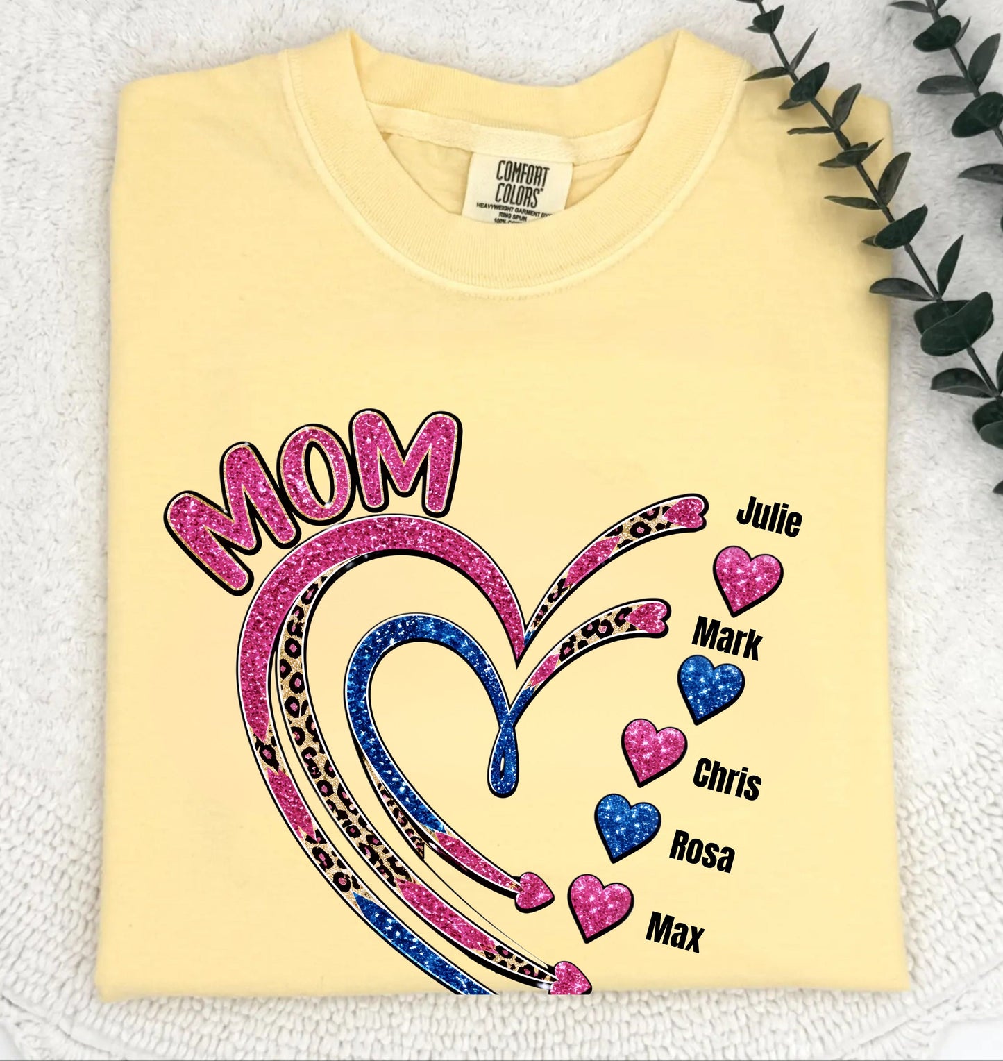 Custom Mom Heart Graphic T-Shirt