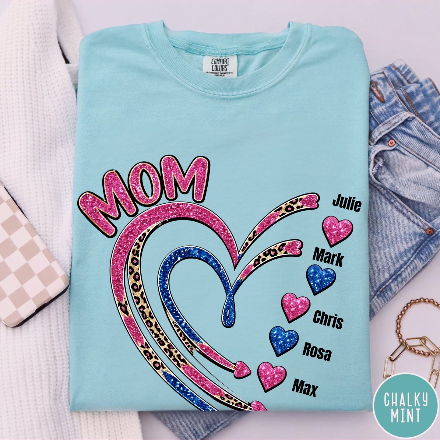 Custom Mom Heart Graphic T-Shirt