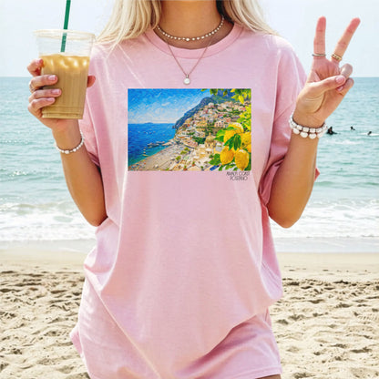 Amalfi Coast Positano Coastal Villa Beach T-Shirt