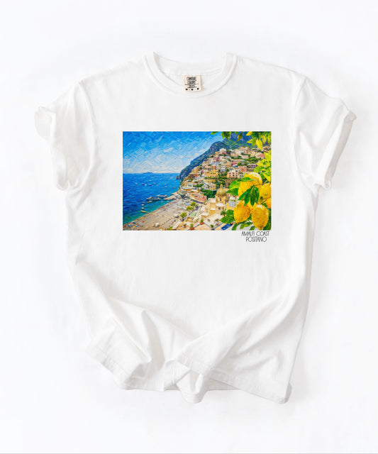 Amalfi Coast Positano Coastal Villa Beach T-Shirt