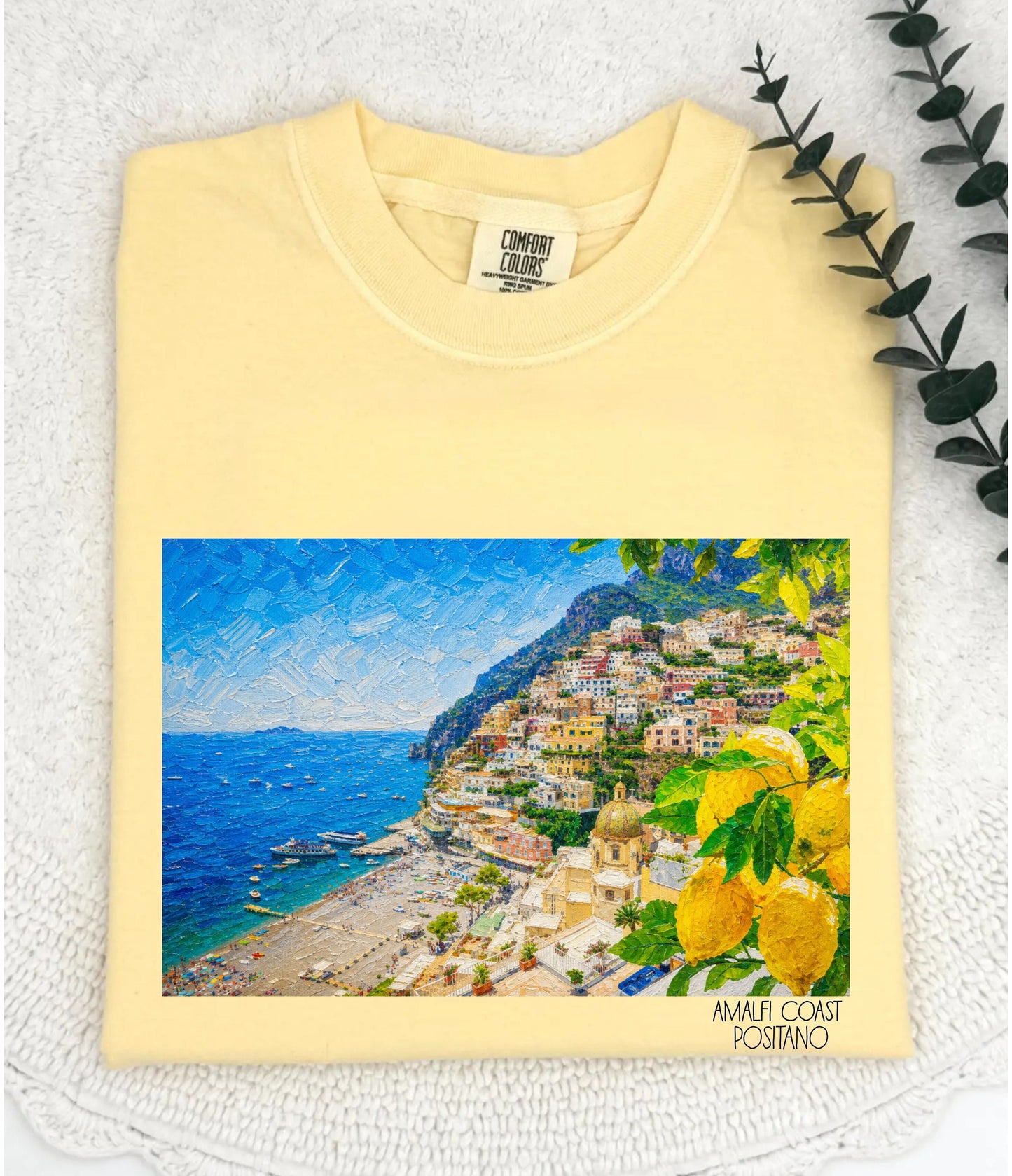 Amalfi Coast Positano Coastal Villa Beach T-Shirt
