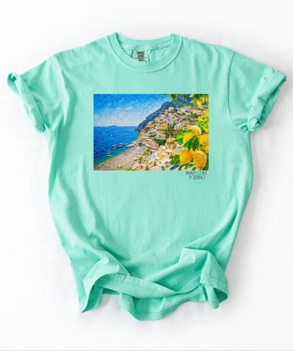 Amalfi Coast Positano Coastal Villa Beach T-Shirt