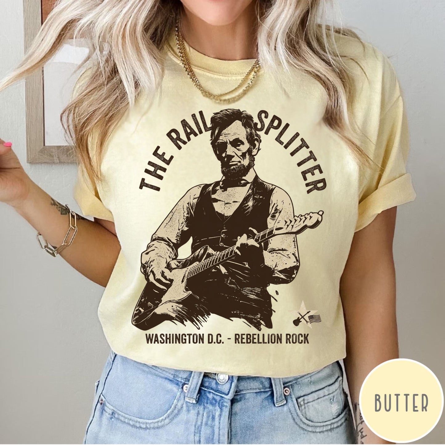 Abraham Lincoln Unisex Guitar Tee