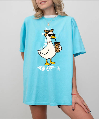 Comfort Colors funny boy mom goose shirt in lagoon blue — garment dyed graphic tee
