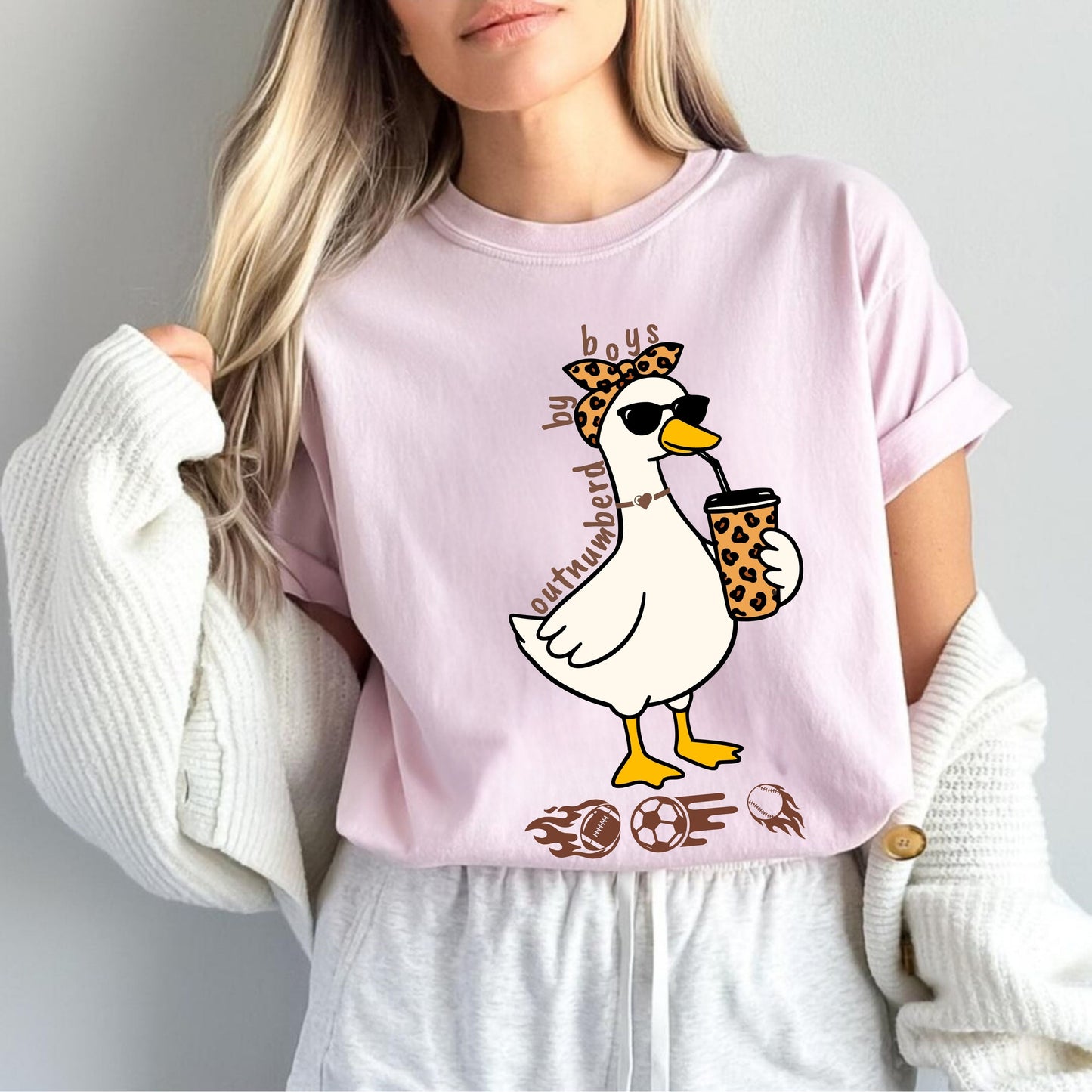 Comfort Colors funny boy mom goose shirt in blossom — garment dyed graphic tee
