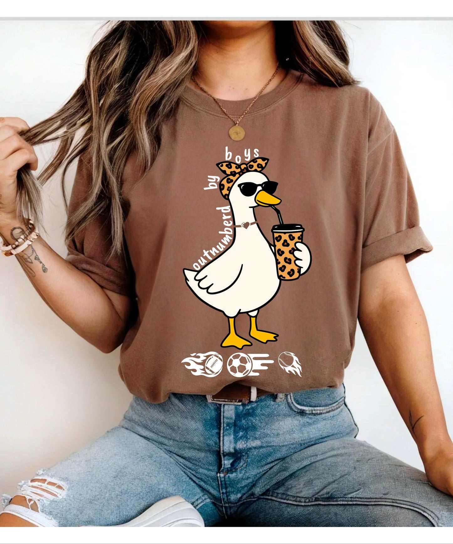 Comfort Colors funny boy mom goose shirt in espresso — garment dyed graphic tee
